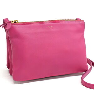 Celine Trio Crossbody Shoulder Bag Pink Leather
